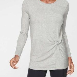 Athleta Womens Nirvana Twist Front Sweatshirt Top XS extra small Gray 353871